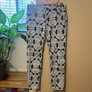 INC International Concepts Black and White Patterned Skinny Pants